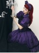 Gothic Lolita Halloween Witch Cross Coffin Lapel Doll Collar Cute Lace Ruffle Puff Sleeve Shirt Long Skirt Set