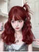 Sweet Cool Halloween Cosplay Cute Flat Bangs Fairy Style Wine Red Long Curly Hair Sweet Lolita Wig
