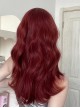 Sweet Cool Halloween Cosplay Cute Flat Bangs Fairy Style Wine Red Long Curly Hair Sweet Lolita Wig