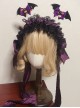 Black Halloween Gothic Lolita Satin Bowknot Hair Accessory 3D Devil Wings Hairpin Lace Hairband