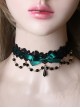 Versatile Sweet Cool Black Bead String Ribbon Pendant Bowknot Rose Lace Gothic Lolita Lace Necklace