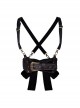 Vintage Versatile Gothic Punk Sweet Cool Black Brown Leather Bowknot Belt Cross Straps Waistcoat