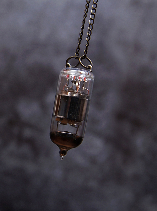 Steampunk Creative Vintage Industrial Metal Exquisite Transparent Small Light Bulb Pendant Necklace