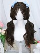 Daily Versatile Dark Brown Mid Split Sheep Curl Fluffy Long Hair Sweet Lolita Full Head Wig