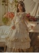 Morning Ode Series Gorgeous Flower Wedding Sequin Beads Pearl Crown Girdle Bowknot Yarn Tail Lace Classic Lolita Dress Set
