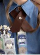Paw Patrol Series Daily Commute Versatile Moonlight Bead Button School Lolita Cute Dark Brown Cross Tie