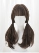 College Style Daily Flat Bangs Layered Nature Cold Brown Smooth Slightly Curly Long Hair Classic Lolita Wig