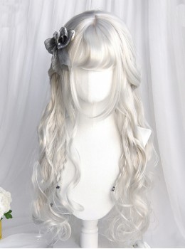 Silver Age Series Nature Flat Bangs Lustrous Long Curly Hair Noble Elegant Classic Lolita Full Head Wig