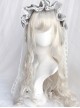 Silver Age Series Nature Flat Bangs Lustrous Long Curly Hair Noble Elegant Classic Lolita Full Head Wig
