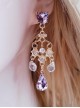 French Court Style Elegant Drop Shape Purple Crystal Little Diamond Celebrity Vintage Classic Lolita Earrings