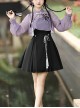 Iris Butterfly Series Ink Painting Hanfu Modified Han Element New Chinese Pearl Chain Purple Coat Black Sling Dress Set