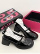 Black French Chunky Heel Bowknot Shallow Mouth Fashion Versatile Classic Lolita Round Toe Mary Jane Shoes