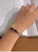 Obsidian Chinese Style Punk Fashion Ink Black Hair Crystal White Crystal Gradient Bracelet