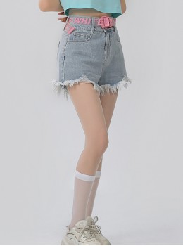 Hottie Summer Versatile Daily Light Blue High Waist Summer Kawaii Fashion Ripped Denim Short Hot Pants