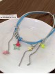 Stylish Retro Hottie Y2K Colorful Star Tassel Leather Necklace Kawaii Fashion Clavicle Chain Chocker
