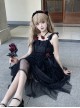 Moon God Dawn Series Irregular Mesh Hem Dark Jacquard Ruffle Slim Fit Rose Classic Lolita Sleeveless Dress