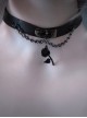 Exquisite Black Rose Cool Metal Chain Lock Pendant Gothic Lolita Imitation Leather Necklace