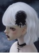 Round Dark Black Lace 3D Rose Satin Ribbon Bowknot Cross Pendant Gothic Lolita Hairpin