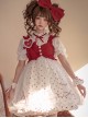 Small Wish Series Showa Style Elegant Exquisite Pearl Red White Polka Dots Sweet Lolita Flower Bud Sleeveless Dress