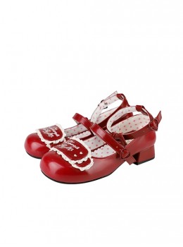 Small Pillow Series Cute Soft Ruffle Lace Sweet Lolita Round Toe Low Heel Mary Jane Leather Shoes