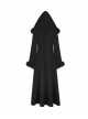 Gothic Style Exquisite Ribbon As Disc Flowers Retro Button Winter Warm Women's Black Woolen Long Hooded Coat