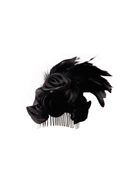 Gothic Style Elegant Rose Handmade Feather Decoration Ladies Black Sexy Headdress