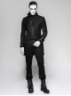 Punk Style Elegant Lapel Retro Dark Pattern Jacquard Metal Button Black Fake Two Piece Slim Long Sleeves Coat