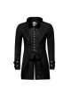 Punk Style Elegant Lapel Retro Dark Pattern Jacquard Metal Button Black Fake Two Piece Slim Long Sleeves Coat