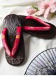 Japanese Style Formal Kimono Accessory Embroidered Kawaii Fashion Low Heel Soft Flip Flops Clogs Shoes