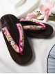 Japanese Style Formal Kimono Accessory Embroidered Kawaii Fashion Low Heel Soft Flip Flops Clogs Shoes