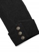 Punk Style Vintage Bronze Metal Buttons Woven Patch Cross Straps Leather Stitching Black Long Sleeves Coat