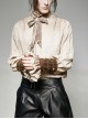 Punk Style Unique Burrs Edge Old Effect Retro Ruffle Design Metal Button White Long Lantern Sleeves Shirt