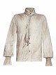 Punk Style Unique Burrs Edge Old Effect Retro Ruffle Design Metal Button White Long Lantern Sleeves Shirt