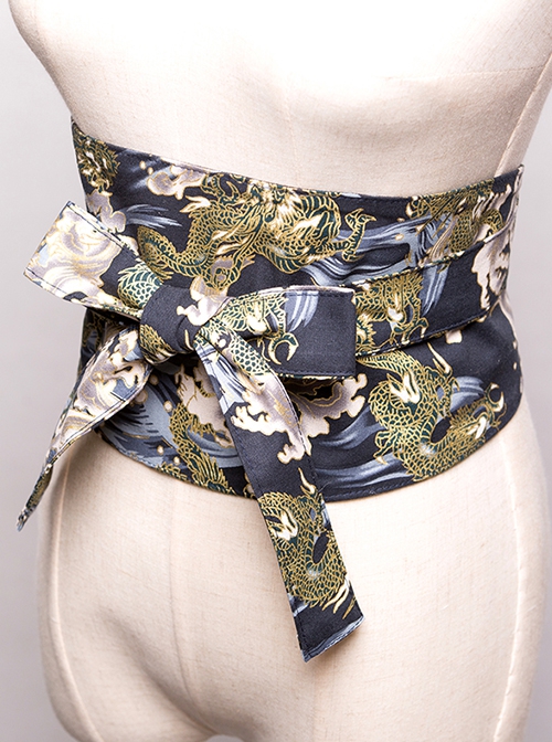 Japanese Style Retro Kimono Yukata Gorgeous Print Versatile Kawaii Fashion Cotton Hot Stamped Belt