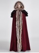 Gothic Style Luxury Fur Collar Shoulders Unique Multi Layer Design Retro Women's Red Winter Wool Hooded Long Cape
