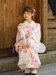 Gentle Temperament Cute Light Apricot Pink Flower Kawaii Fashion Japanese Style Yukata Modified Kimono