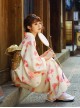 Gentle Temperament Cute Light Apricot Pink Flower Kawaii Fashion Japanese Style Yukata Modified Kimono