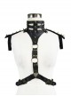 Punk Style Exaggerated Metal Rivets Skull Pattern In The Front Center Metal Ring Link Ladies Black Adjustable Leather Harness