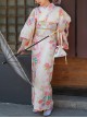 Gentle Sweet Cute Apricot Colorful Flower Print Kawaii Fashion Japanese Style Yukata Modified Kimono