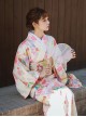 Gentle Sweet Cute Apricot Colorful Flower Print Kawaii Fashion Japanese Style Yukata Modified Kimono