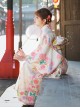 Gentle Sweet Cute Apricot Colorful Flower Print Kawaii Fashion Japanese Style Yukata Modified Kimono