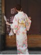 Gentle Sweet Cute Apricot Colorful Flower Print Kawaii Fashion Japanese Style Yukata Modified Kimono