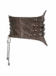 Punk Style Cool Old Effect Retro Bronze Metal Studs Cross Straps Fishbone Support Brown Tight Girdle