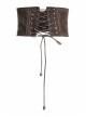 Punk Style Cool Old Effect Retro Bronze Metal Studs Cross Straps Fishbone Support Brown Tight Girdle