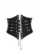 Punk Style Cool Silver Metal Studs Cross Straps Skull Decoration Fishbone Support Black Tight Girdle