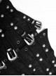 Punk Style Cool Silver Metal Studs Cross Straps Skull Decoration Fishbone Support Black Tight Girdle