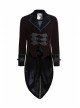 Gothic Style Luxurious Velvet Gorgeous Classical Buttons Swallowtail Hem Court Wine Red Long Sleeves Coat