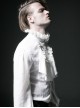 Gothic Style Gorgeous Ruffled High Collar Retro Exquisite Bow Tie Elegant White Chiffon Lantern Sleeves Shirt