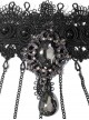 Punk Style Sexy Lace Metal Chain Splicing Finger Sleeves Front Center Diamond Decoration Ladies Adjustable Finger Chain