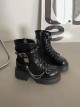 Girl'S Heart Series Subculture Sweet Cool Y2K Punk Lolita Tie Shoelaces Rivet Metal Chain Thick Soles Martin Boots